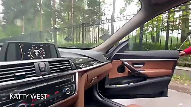 18 y.o. whore sucks dick in a car for money. Spread a slut for blowjob. Katty West
