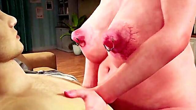 Grandma with large breast love anal-act of love and sucking cock