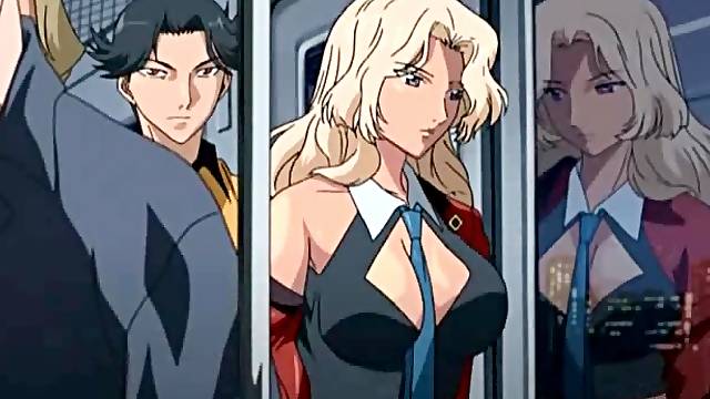Anime girl fondled and fucked on subway train