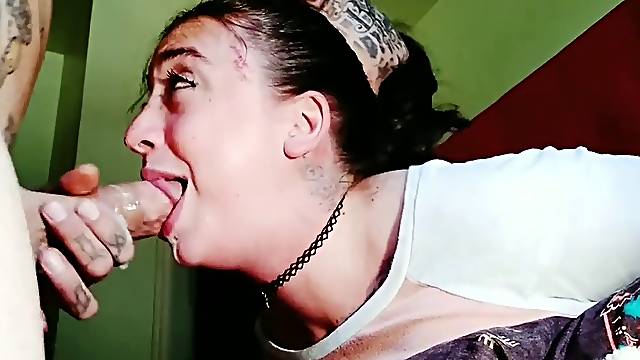 Roped up to take it spitting tummy facefuck for MESSY THROAT PIE #2
