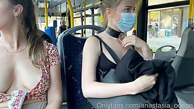 Emerald Ocean toples in public bus.