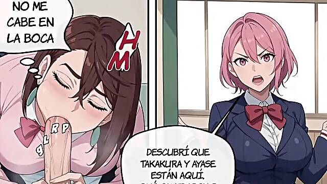 Aira Shiratori y Momo Ayase montan la enorme verga de Okarun - Dandadan hentai