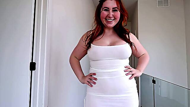 Lace Sheer See thru sundress try On - big-boobed Redhead Isla Moon