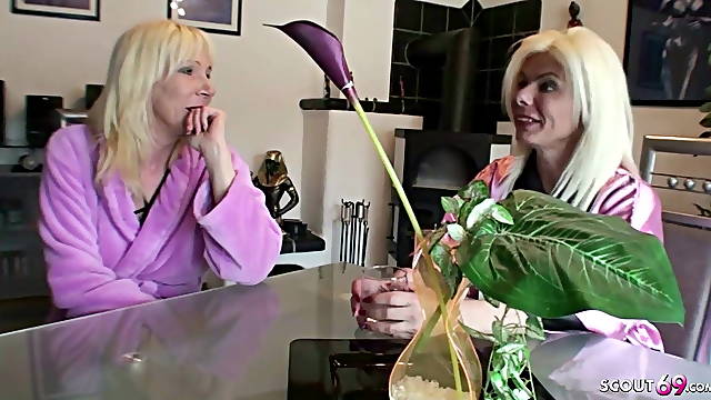 German Mom and Aunt Seduce Friend of Son Blow his Big Cock