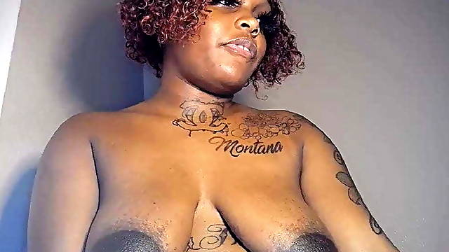 Puffy huge areola on black sagging tits Milf