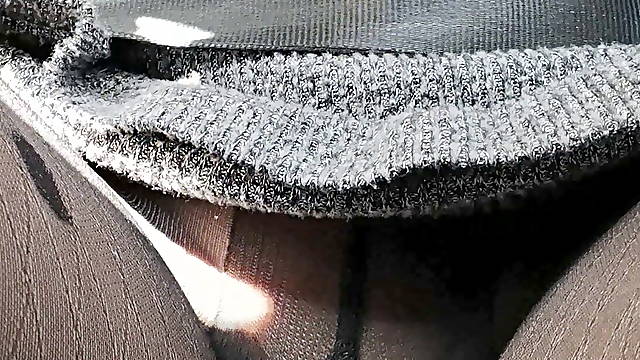 MILF MASTURBATES through her PANTYHOSE while DRIVING the PUBLIC highway