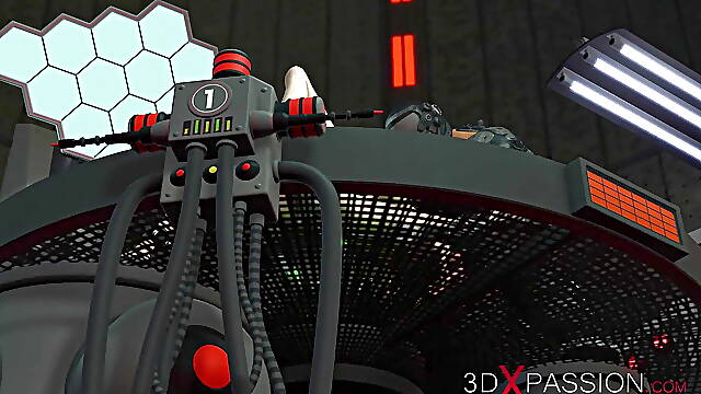 Sci-fi Fuck System - Super Busty Cuffed Girl and Sex Machine