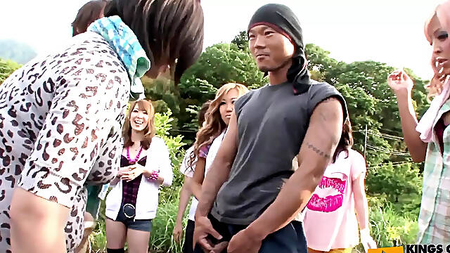 Japanese Girls Piss Outside and Get Bushes Screwed by More Men