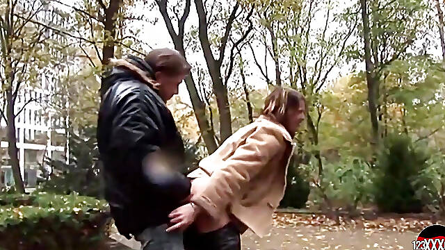 Smiling Brunette Fucked in a Park