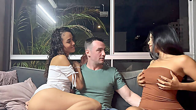 Im hot and I call my neighbor to fill our pussy with milk with my stepsister