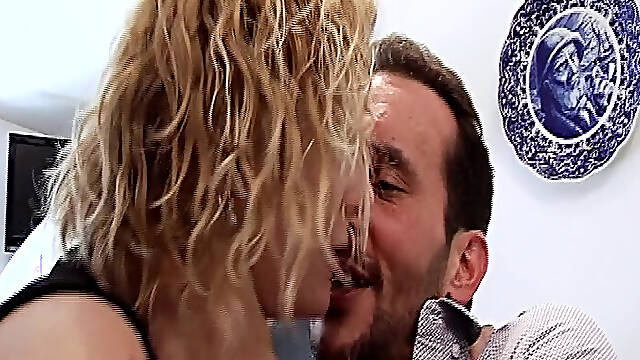 Chubby French whore gets roughly fucked and sprayed with jizz and piss