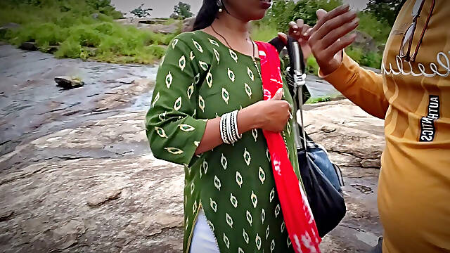 College girl came to roam with your boyfriend - told the family to go to college - Outdoor Forest Village Bhabhi Sex Full Night.