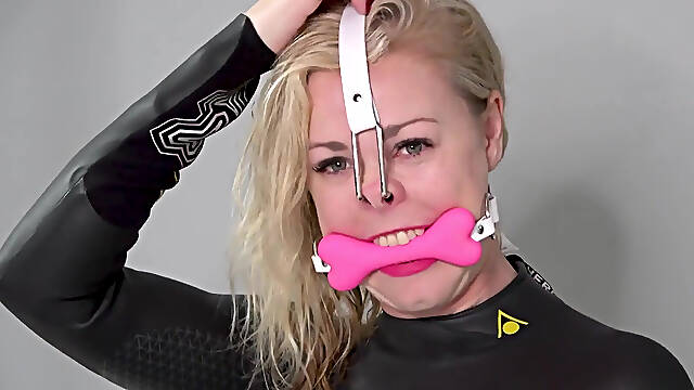 Lucys Kinky Wetsuit Gas Mask Strip &amp; Cum Pole Dance