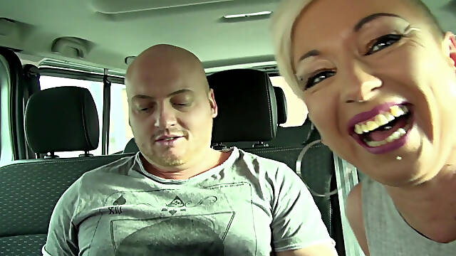 Blonde MILF sucks good cock in the car