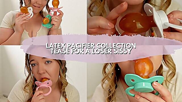 Latex Pacifier Collection Tease For Sissy Losers