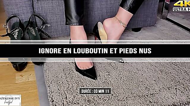 Ignore en Louboutin et pieds nus 4K