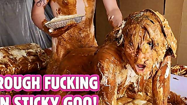 Dulce De Lecherous: Messy Temptress Gets Pied & Fucked in Sticky Goo! - Hardcore WAM Sploshing Messy Rough Sex