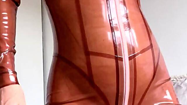 Latex catsuit rubber hood scuba wetsuit gasmask cum