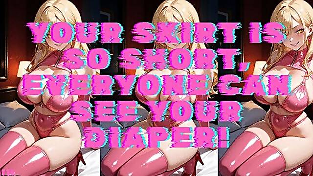 MP4 VERSION Your skirt is too short, everyone can see you wear a diaper