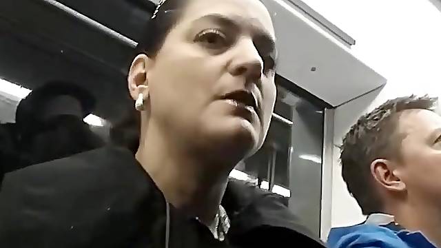 Mature Lady likes bulge..she cant stop looking