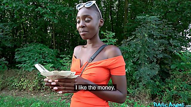 Deep pussy impact for this Afro teen after getting a lot of cash
