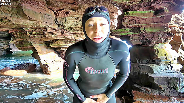 Wetsuit Cave Encounter: Secret Fun with Mysterious Stranger