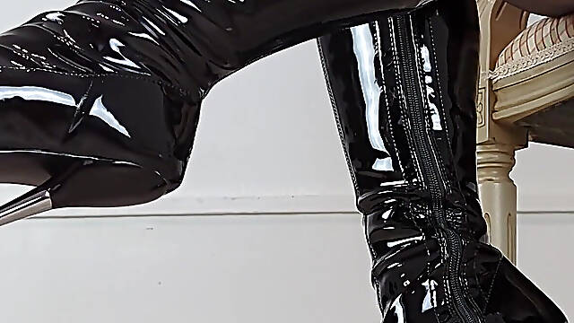 Shoeplay in Extreme High Heel Thigh High Boots and Pantyhose (shoe Collection) - Dame Olga