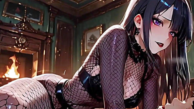 Ai Anime: a Busty Goth Asian Babe Gives a Blowjob and Fuck Me.