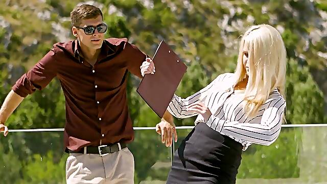 Sweet blonde fucks in charming positions while begging for more