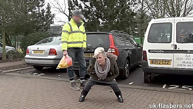 Amateur mature loves pissing and showing her pussy in public places
